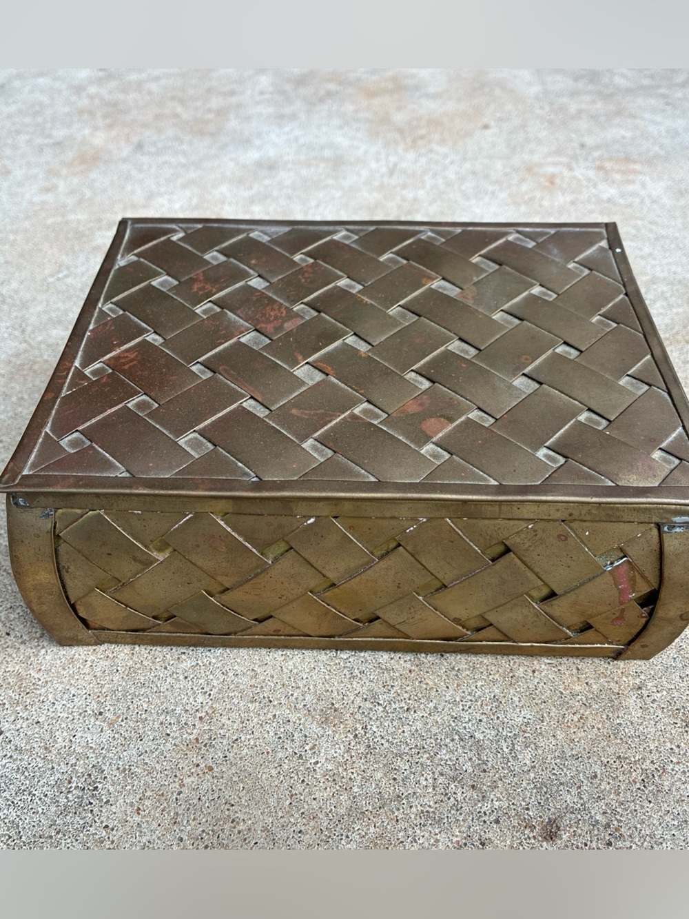 Woven Brass Box Jewelry Box Basket weave